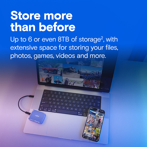 Crucial X10 2 TB, USB 3.2 Gen 2x2 Type-C, 2100 MB/s External SSD