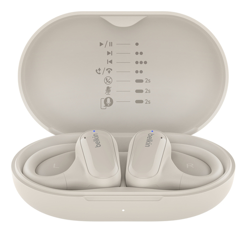 Belkin SoundForm ClearFit, True Wireless Stereo (TWS), Headset/Earbuds, Sand