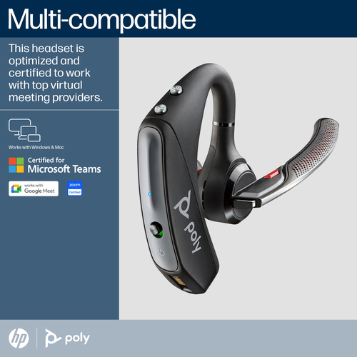 POLY Voyager 5200 (206110-102) USB-A BT700 dongle, Wireless, Headset/Ear-hook