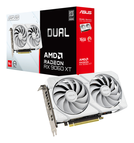 ASUS Dual -RX9060XT-16G-WHITE, Radeon RX 9060 XT 16 GB GDDR6 Graphics Card