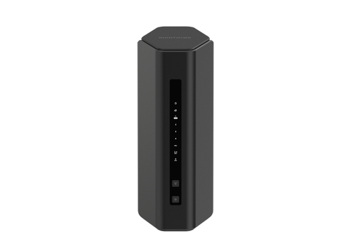 NETGEAR Nighthawk RS200 Wi-Fi 7 dual-band portable router in black for fast and secure wireless networking