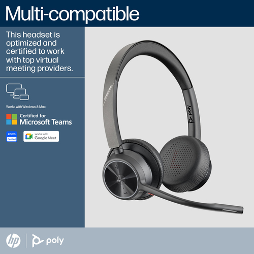 POLY Voyager 4320-M BT700 dongle, Wireless, 20 - 20000 Hz, Headset/Headphones