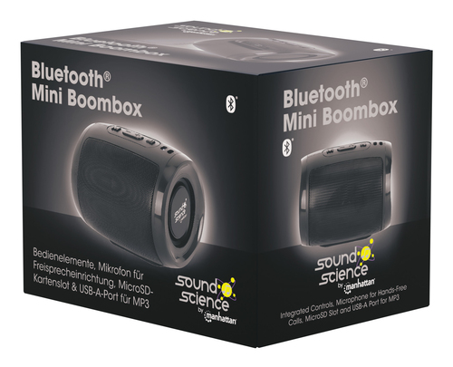 Manhattan, USB-C/A, 5 W, 20 - 100000 Hz, 70 dB, Mini Boombox Bluetooth Speaker