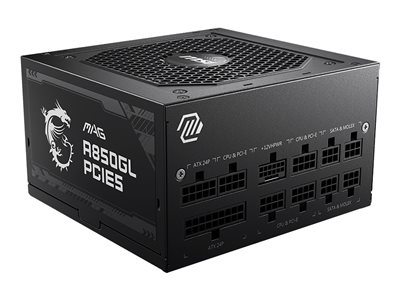 MSI MAG A850GL PCIE5 gaming power supply with dragon logo and PCIe 5.0 compatibility