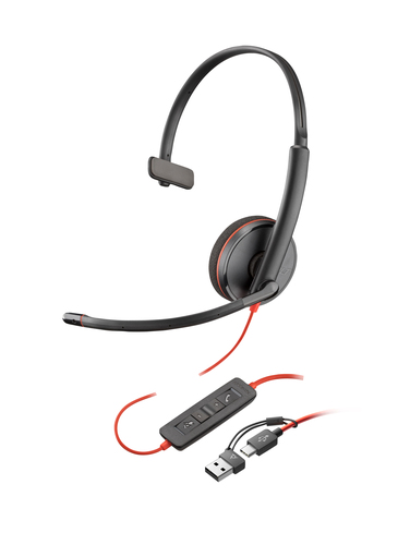 POLY Blackwire (8X214A6) 3210 Monaural USB-C/A, Wired, 20 - 20000 Hz, Headset/Headphones, Black