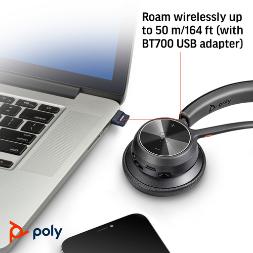 POLY Voyager (77Y91AA) 4310 USB-A +BT700 dongle, Wireless, Headset/Headphones, Black