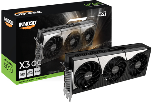 INNO3D GeForce RTX 5090 X3 OC, 32 GB, GDDR7, 512 bit, 7680 x 4320 pixels, PCI Express 5.0 Graphics Card