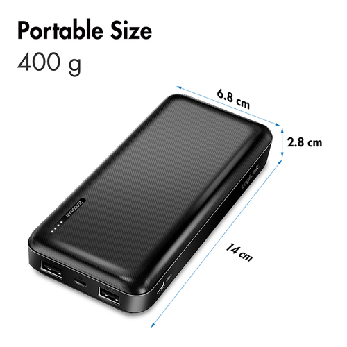 LogiLink PA0323, 20000 mAh, 12 W, Black Power Bank