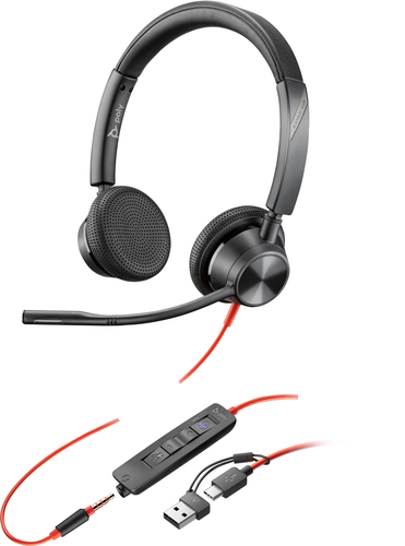 POLY Blackwire 3325 Stereo 3.5mm Plug +USB-C/A, Wired, Headset/Headphones, Black