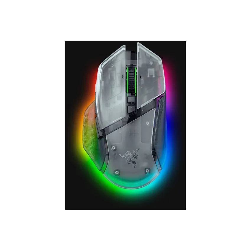 Razer Basilisk V3 Pro 35K right-handed optical mouse in white with 35,000 DPI Focus Pro sensor