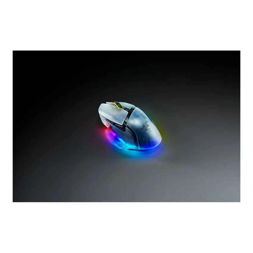 Razer Basilisk V3 Pro 35K white mouse with PTFE low-friction feet and ergonomic design