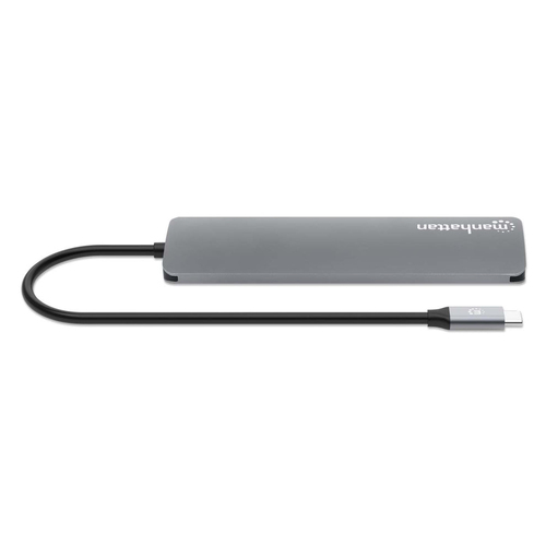 Manhattan USB-C hub with SD and MicroSD card reader for fast media file access