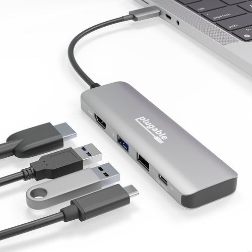 Plugable Technologies USB C Hub Multiport, 4 in 1 100W Pass Through Charging
