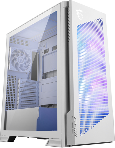 MSI MPG VELOX 300R AIRFLOW PZ white gaming PC case front view