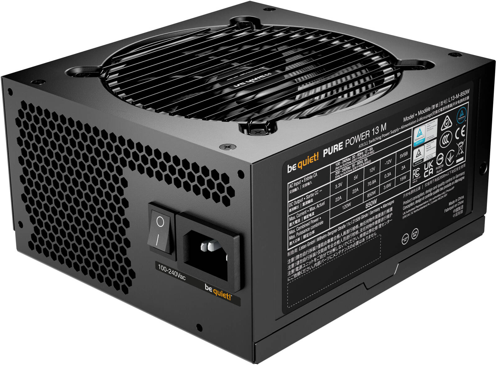 Be Quiet! Pure Power 13 M Fully Modular Power Supply, 850W ATX 3.1 PSU