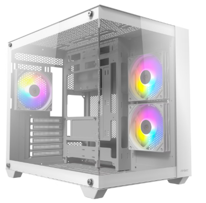 Antec Black Midi Tower PC Case Gaming Front Mesh RGB Lights Tempered Glass