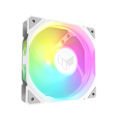 ASUS TR120 ARGB Reverse fan showing white blades and RGB lighting