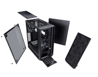 Sturdy steel drive trays with vibration-dampening rubber grommets cushion hard drives for smooth, quiet and reliable operation