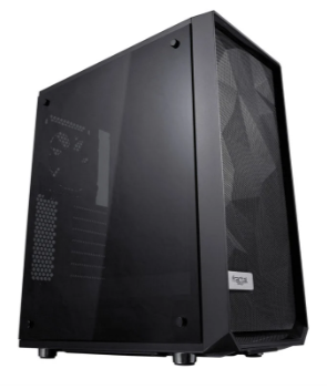 Fractal CORE 1100 PC Case black Micro ATX tower front view with USB port