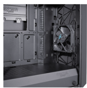Fractal CORE 1100 PC Case open interior highlighting drive bays and cooling area