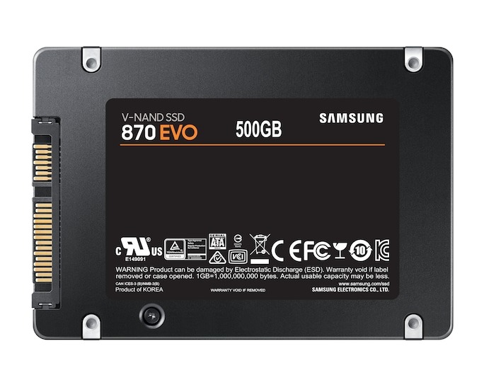 Samsung 870 EVO 500GB 2.5 inch SATA SSD internal storage drive front view - UDHO-2868