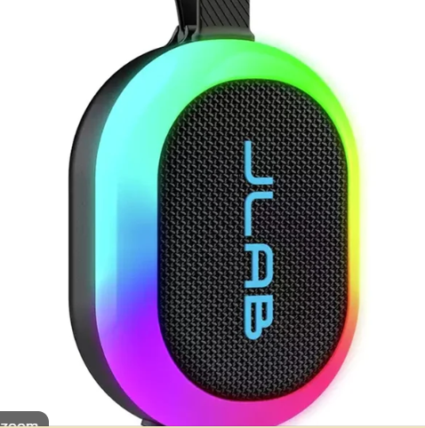 Compact black JLab Pop Party Speaker showing detachable loop handle