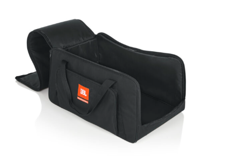 Black water-resistant JBL IRX112BT speaker bag with dual handles