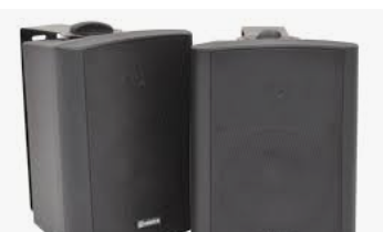 30W Amplified Stereo Speakers Pair Black 5.25 Inch Woofer