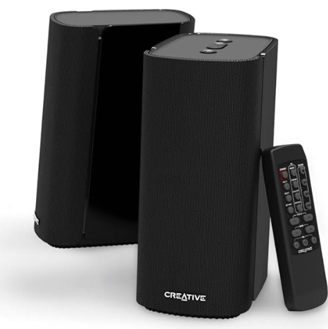 Creative T100 2.0 Bluetooth desktop speakers black front view