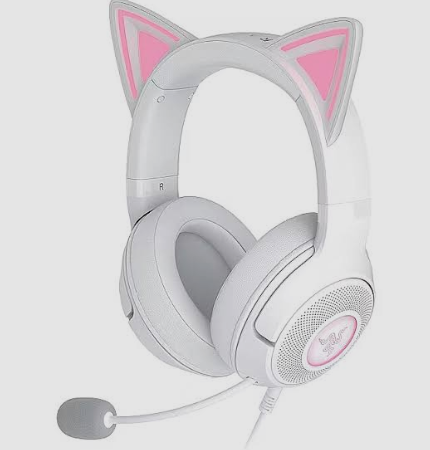 White Razer Kraken Kitty V2 USB headset with 7.1 surround sound