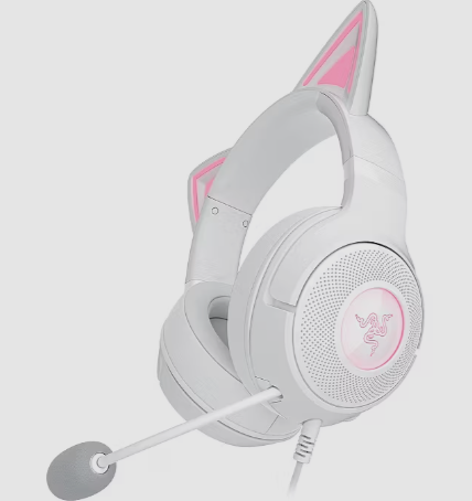 Razer Kraken Kitty V2 white wired gaming headset with RGB lights