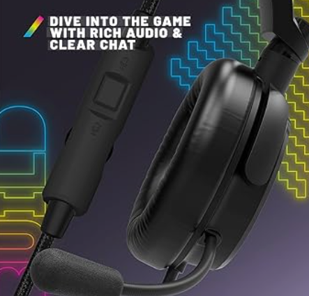 C6-100 light up wired headset with flexible boom microphone for gaming