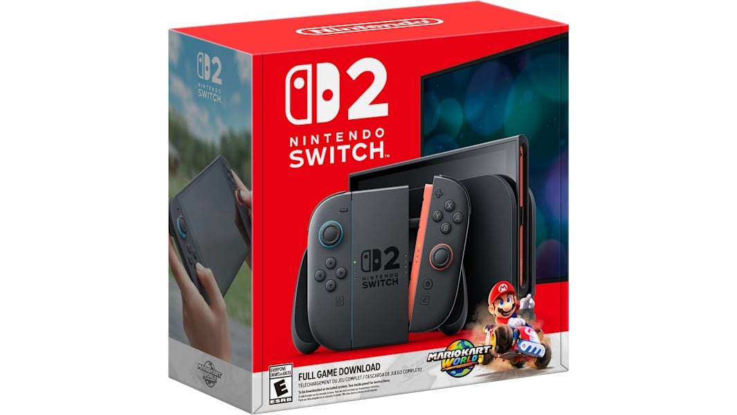 Nintendo Switch 2 console bundled with Mario Kart World game front view