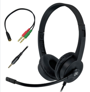 agent AU40 USB headset double ear design with adjustable headband and leatherette cushions