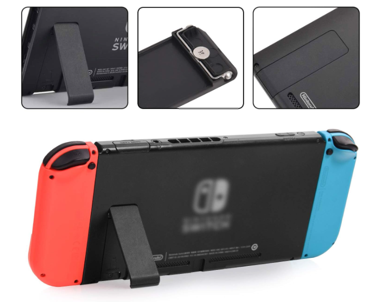Reclaimed Nintendo Switch kickstand bracket with micro SD slot protection