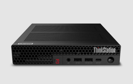 Lenovo ThinkStation P3 Tiny Gen 2 front view black chassis