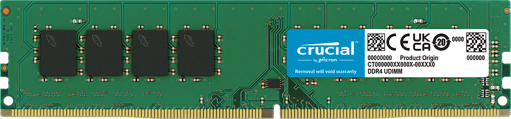 Crucial (CT32G4DFD832A), 32 GB, DDR4, 3200 MHz DIMM RAM-  front image