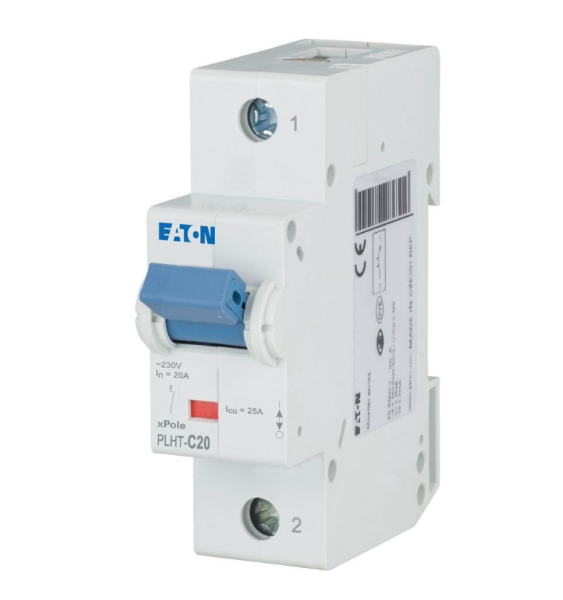 Eaton PLHT-C20 20A single pole MCB for electrical protection