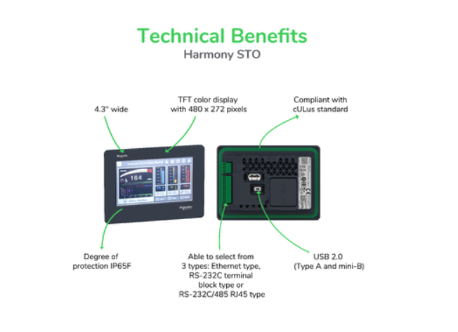 Harmony STO HMISTO735 HMI operator touch panel 4.3 inch TFT LCD display