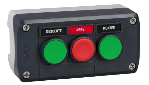 Schneider Electric XALD321 Harmony control station with three flush push buttons for industrial machine control