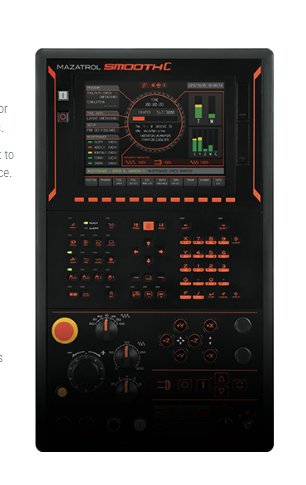 Mazatrol SmoothC CNC controller interface showing touchscreen programming panel