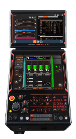 Mazak Mazatrol SmoothAi CNC controller interface with 19 inch touchscreen for AI powered machining control
