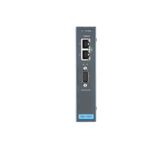 Industrial serial device server showing dual 10/100 Mbps Ethernet ports