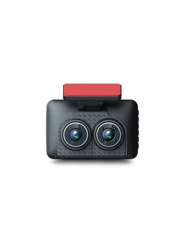 Car mounted Full HD 1080P double lens dashcam with 4 inch LCD display and wide angle cameras