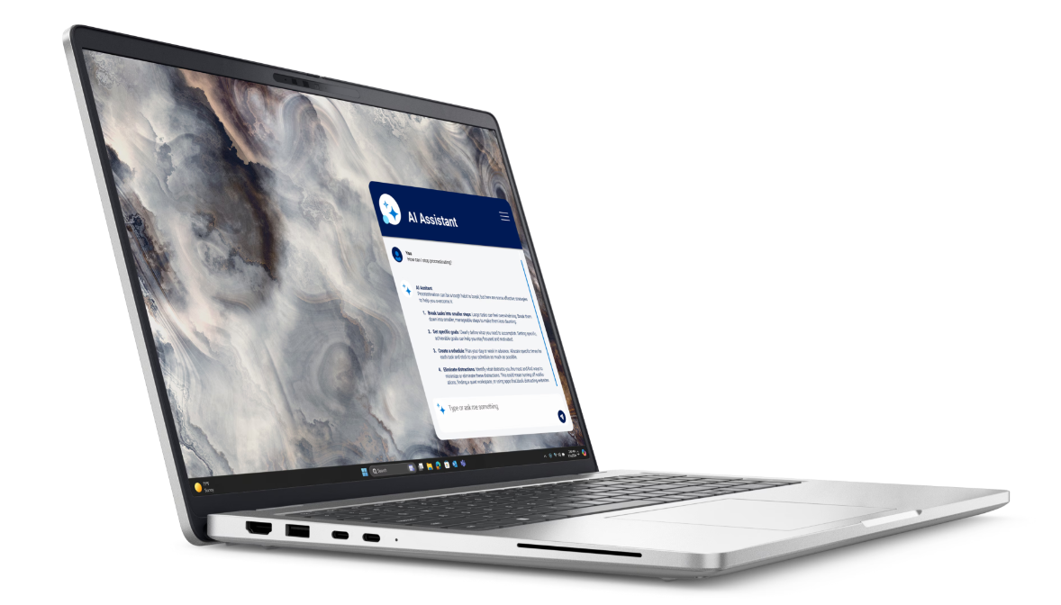 Dell Pro 16 Plus laptop 16GB DDR5 RAM 256GB SSD slim aluminum design