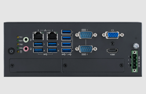 MIC-770 V3 industrial PC front panel with USB ports and compact rugged design