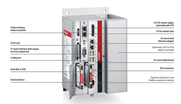 Top view of C6930-0080 Industrial PC with PCIe module slots visible