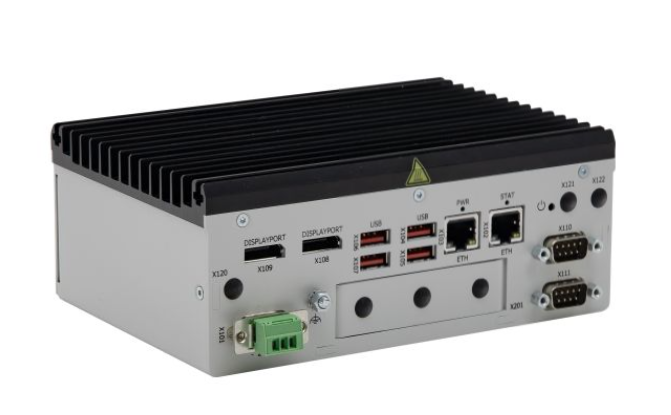 KBox A-151-RPL industrial box PC front view with Intel Core and I O expansion door