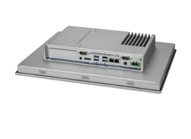 TPC-315 EHL industrial panel PC side profile showing fanless aluminum chassis