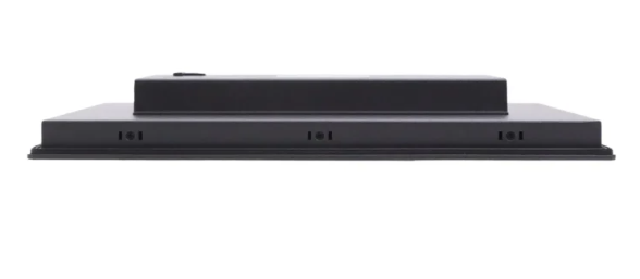 advanced HMI with CODESYS showing dual LAN ports and aluminum housing